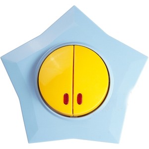 Выключатель 2-кл с индикатором (зажимы без винтов) 10A, желто/голубой Happy Звезда Metalka Majur