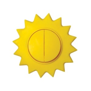 Выключатель 2-кл (зажимы без винтов) 10A, желтый Happy Солнце Metalka Majur