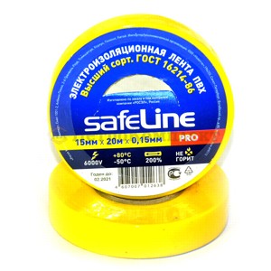 Изолента ПВХ 15мм*10м желтая Safeline