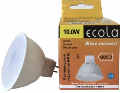 Лампа LED MR16 10W 2800K GU5.3 матовая ЭКОЛА 