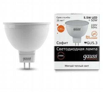 Лампа LED MR16 5.5W 2700К GU5.3 Gauss Elementary 