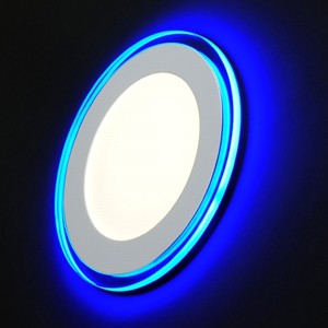 Светильник встраиваемый LED 16W 4000K  круг с синей подсветкой 188mm Universal