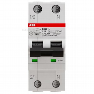 Дифференциальный автомат 2P AC 16А 30мА C16 DS201 L ABB