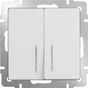 WERKEL белый Выключатель 2-клавишный проходной с подсветкой