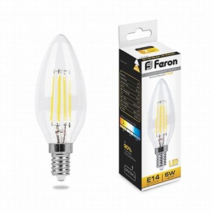 Лампа Свеча 5W 2700K E14  филамент LB-58 LED Feron 