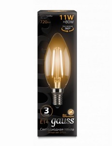 Лампа Свеча 11W 2700K E14 филамент LED Gauss