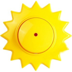 Выключатель 1-кл с индикатором (зажимы без винтов) 10A, желтый Happy Солнце Metalka Majur