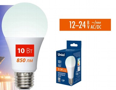Лампа LED 10W 4000K E27 12-24V Uniel 