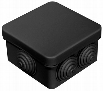 Коробка распаячная с гермовводами 80х80х40 IP66 черная 60-0210-9005 Промрукав