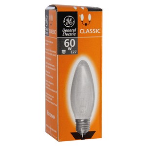 Лампа накаливания 'свеча' матовая 60Вт Е27 GE