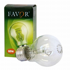 Лампа накаливания 'шар' прозрачная 60Вт Е14 Favor