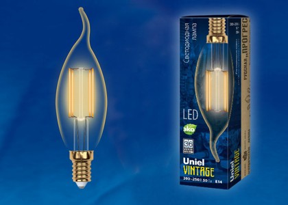 Лампа LED винтаж 'Свеча на ветру' CW35 5W E14 Uniel 