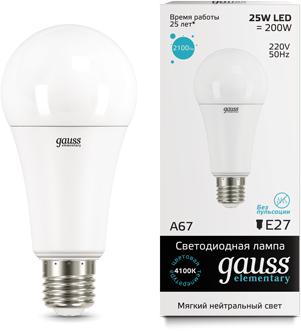   25W 4100K E27 A67 LED Gauss Elementary 