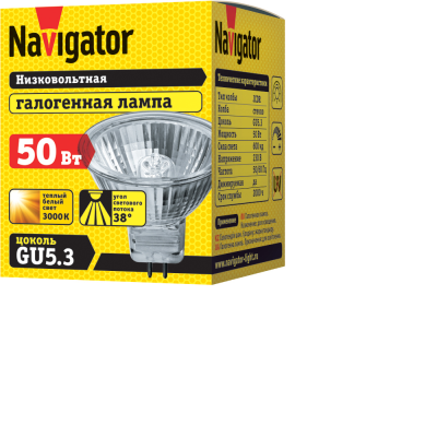 Лампа галогенная MR16 50Bт GU5,3 220B Navigator