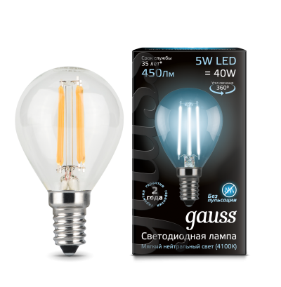   G45 5W 4100K E14  LED Gauss