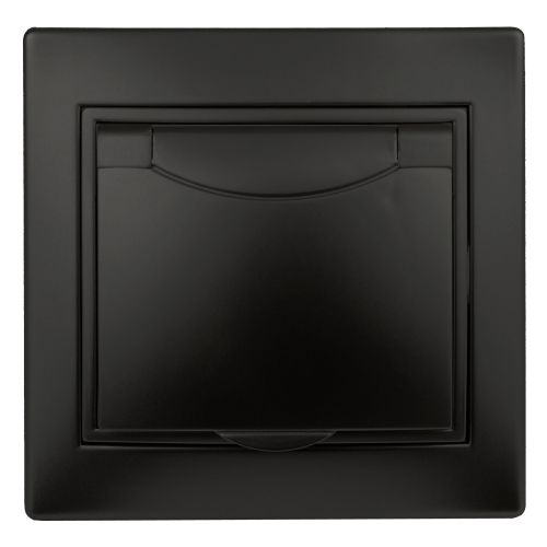 Розетка с заземлением с крышкой антрацит Intro Plano 1-203-05