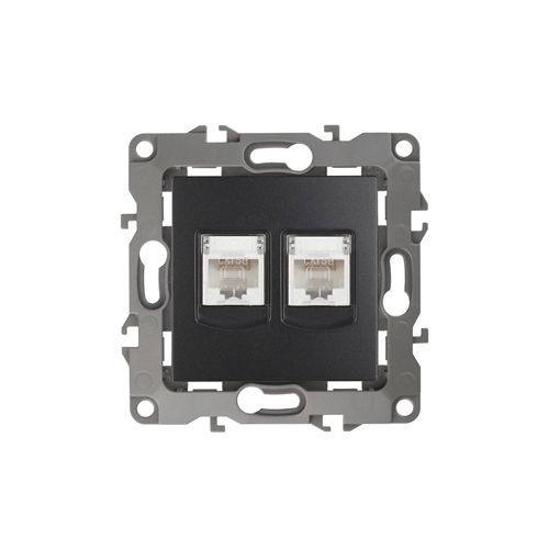 Розетка информационная двойная 2XRJ45 антрацит Серия 12  ЭРА 12-3108-05