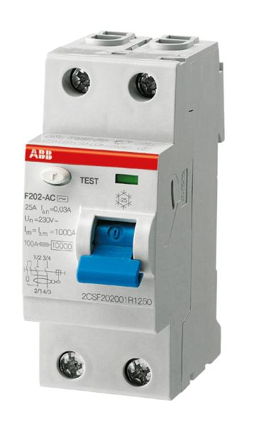    2P AC 25A 30mA F202 AC-25/0.03 ABB