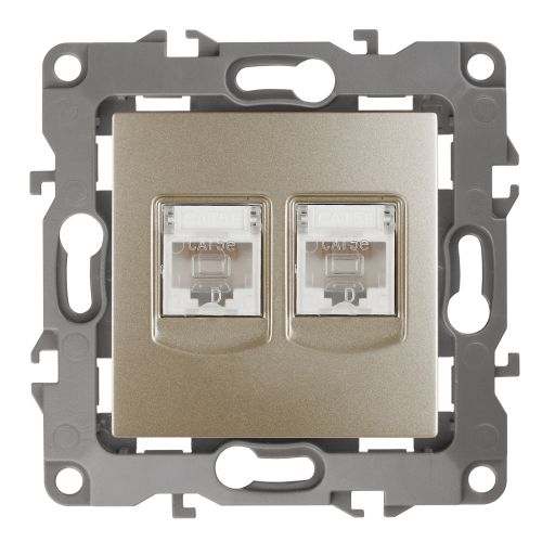 Розетка информационная двойная 2XRJ45 шампань Серия 12  ЭРА 12-3108-04