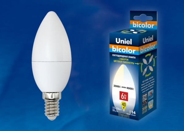   6W bicolor E14 LED Uniel