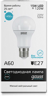   15W 4100K E27 A60 Gauss Elementary LED 