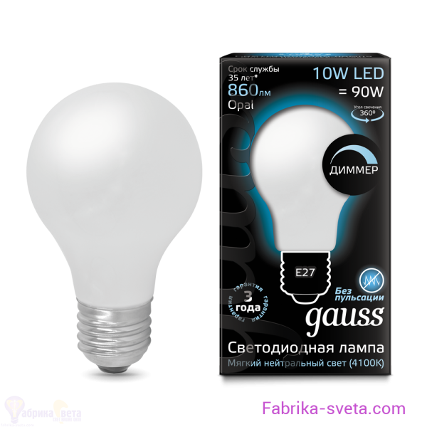   A60 10W 4100K E27 OPAL     LED Gauss