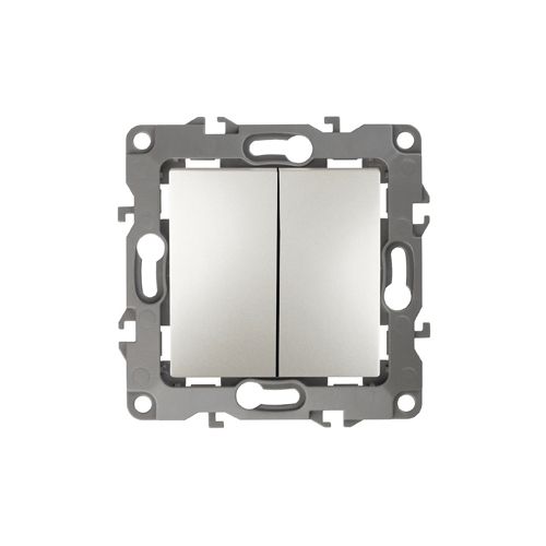 Выключатель 2-х клавишный механизм перламутр Серия 12 ЭРА 12-1104-15