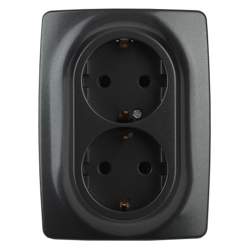 Розетка 2-я с/з антрацит Серия 12  ЭРА 12-2106-05