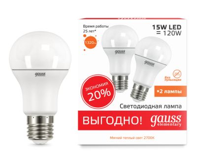   15W 2700K E27 A60 Gauss LED ( 2 .) 
