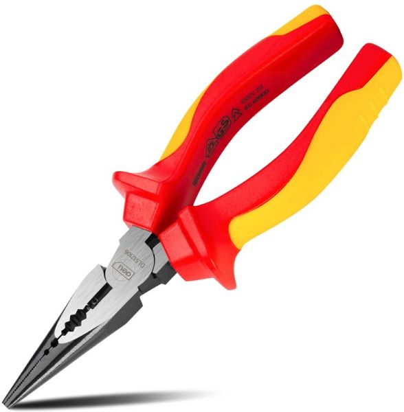 Диэлектрические удлиненные плоскогубцы DL512108 200мм, сталь Cr-V, для работ до 1000V