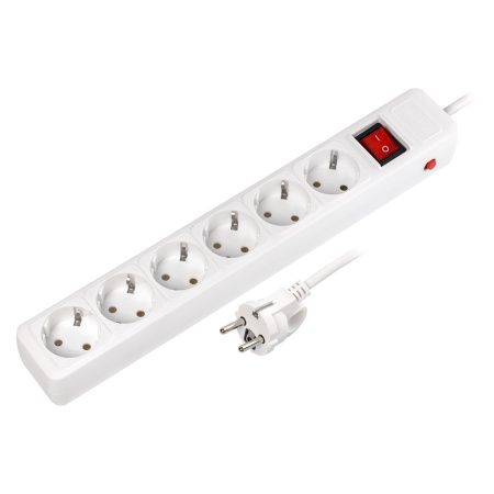 Сетевой фильтр 6 гнезд 1,8 м 3500 Вт ПВС белый Smartbuy