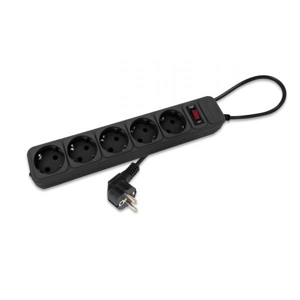 Сетевой фильтр 5 гнезд 4.5 м ПВС 3х0.75 черный Спутник