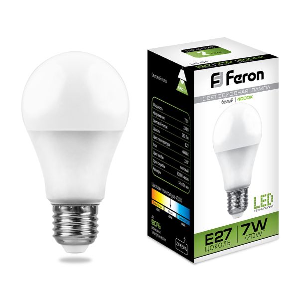   7W 4000K E27 A60 LB-91 LED Feron