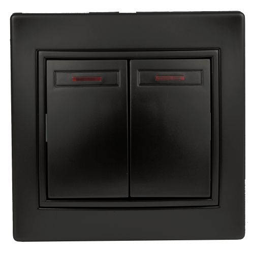 Выключатель 2-х клавишный с подсветкой антрацит Intro Plano 1-105-05