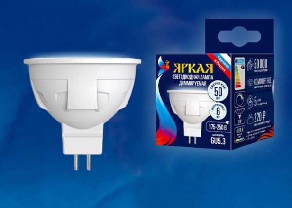  LED  MR16 6W 4000K GU5.3  Uniel 