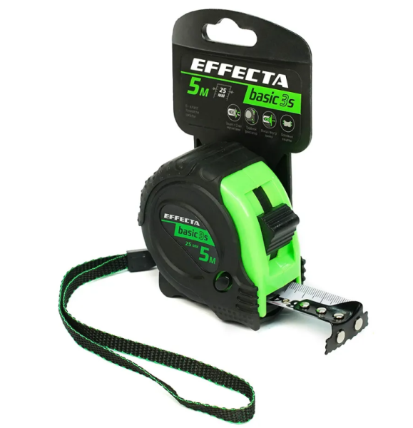 Рулетка 570525S с магнитом EFFECTA Basic 3S 5м x 25 мм, 3 стопа