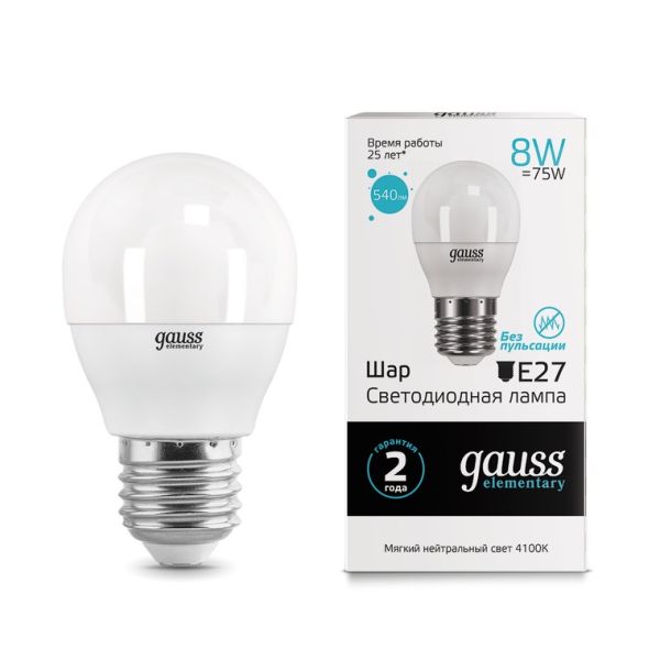  8W 4100K E27 LED Gauss Elementary 