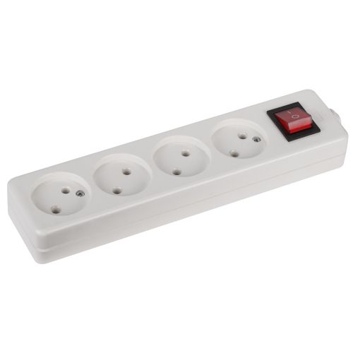 Колодка K-4s 4-постовая без заземления + выключатель белый Эра