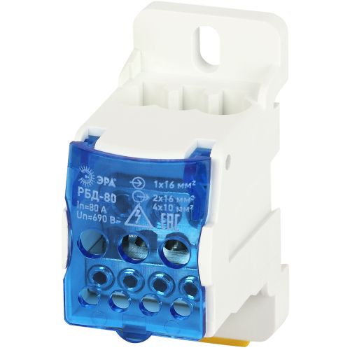Блок распределительный на DIN-рейку РБД-80А NO-122-39 ЭРА