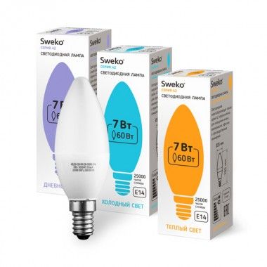   7W 3000K E14 Sweko C35 LED