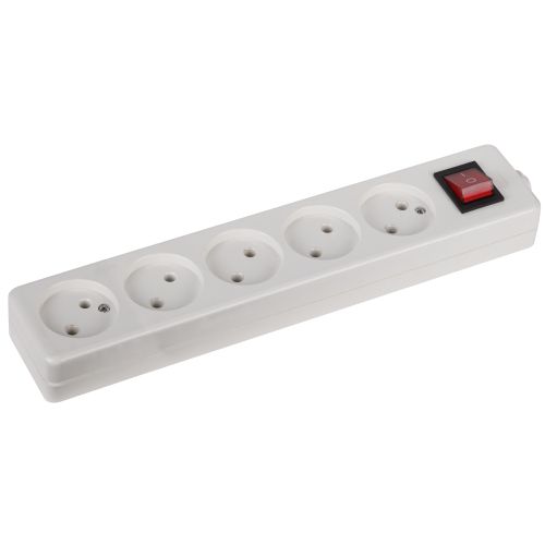 Колодка K-5s 5-постовая без заземления + выключатель белый Эра