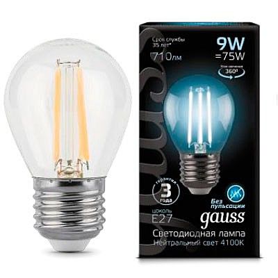   G45 9W 4100K E27  LED Gauss