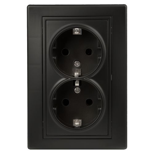 Розетка 2-я с заземлением антрацит Intro Plano 1-205-05