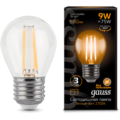   G45 9W 2700K E27  LED Gauss